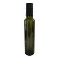 Glerflaska 250 ml Græn - svartur tappi