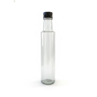 Glerflaska 250 ml glær - svartur tappi