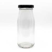 Glerflaska 250 ml m/svörtu loki